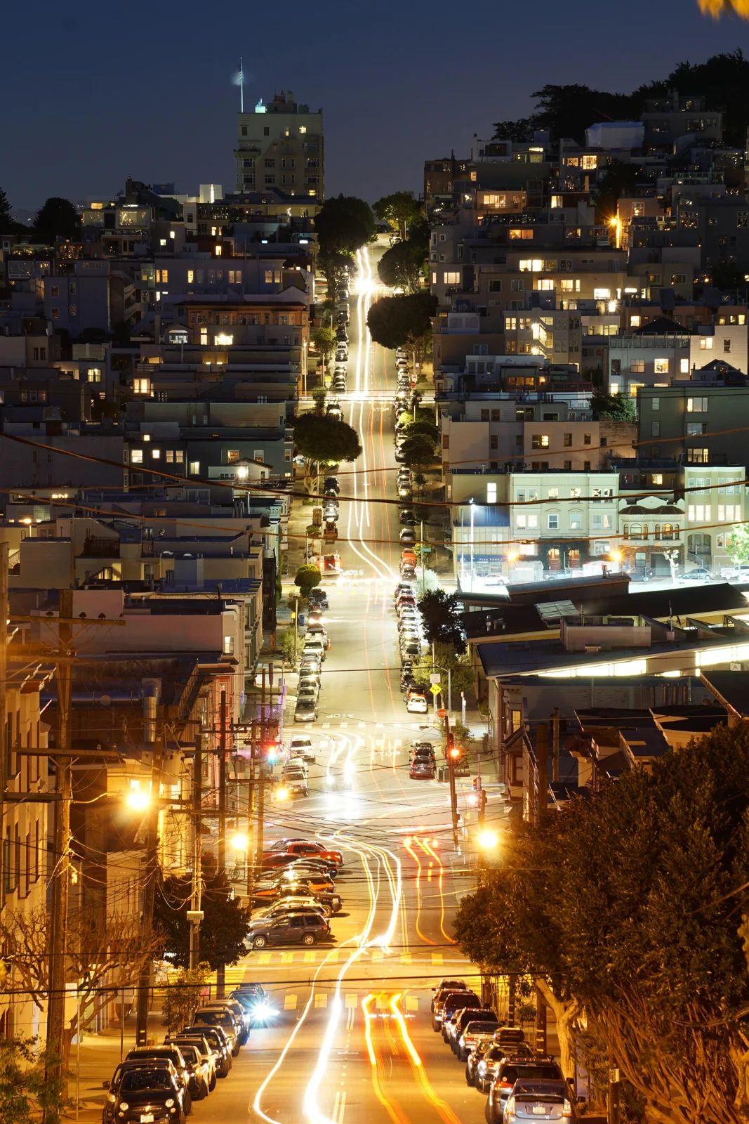A city street at night