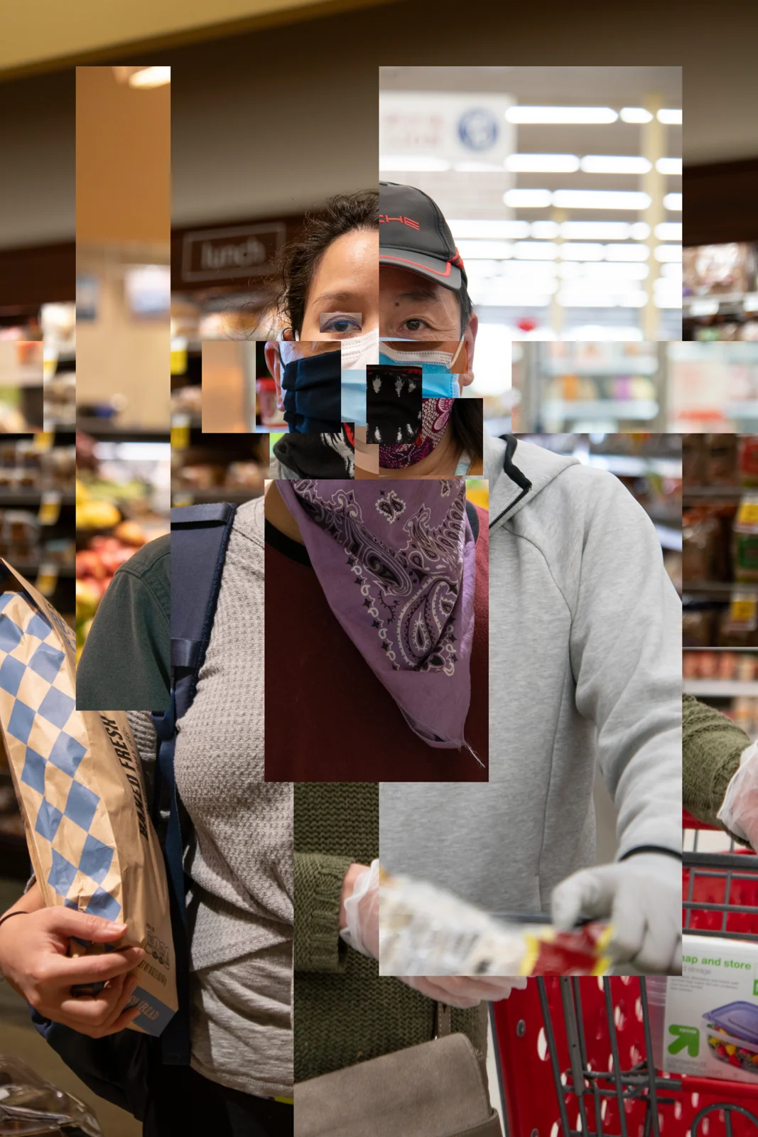 A portrait formed from rectangular photographic fragments